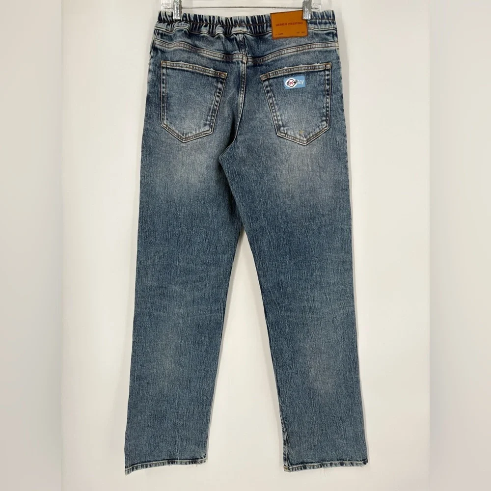 HERON PRESTON Elastic Band Jeans Ex-Ray Washed Indigo Size 32 - Picture 5 of 13